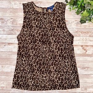 CHAPS Animal/Cheetah Print Sleeveless Top sz L